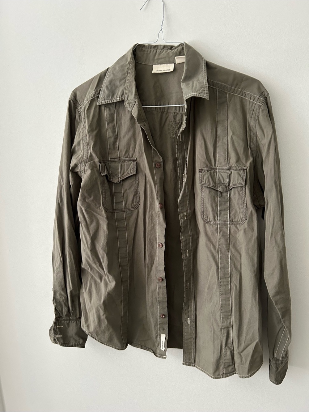 DKNY Olive Utility Button-Down Shirt